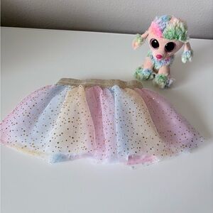 Baby girl 12-18months Pastel Tulle Skirt with Gold Stars plus free Ty Plush toy